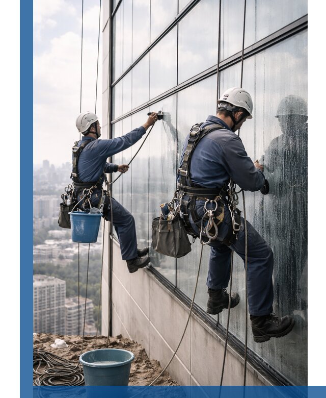 Профессиональная мойка фасадных окон альпинистами в Набережных Челнах