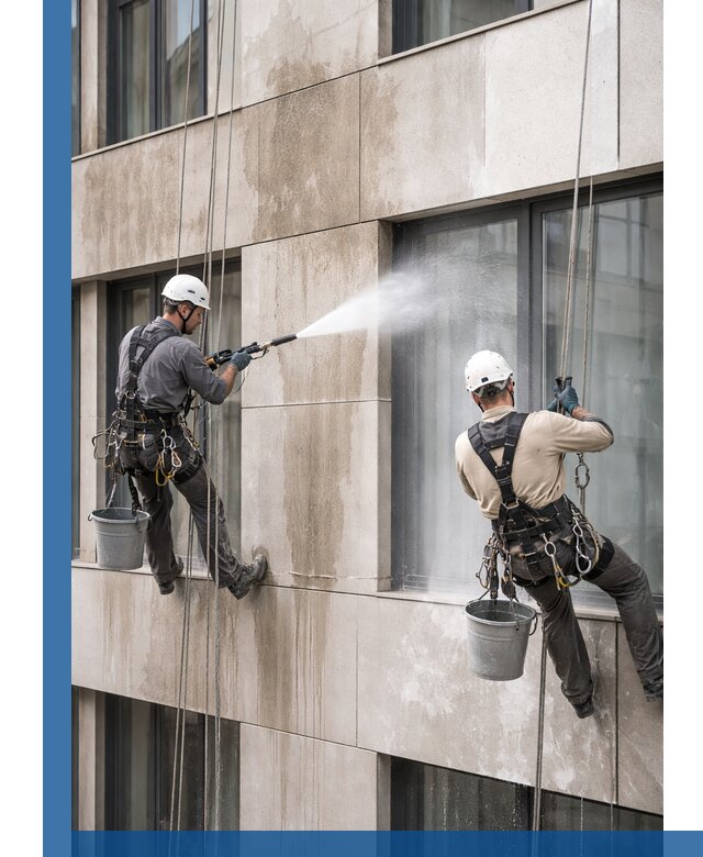 Послестроительная мойка фасада промышленным альпинизмом в Набережных Челнах