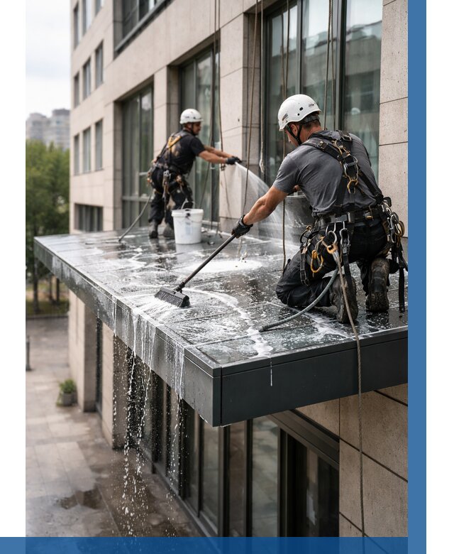 Мойка козырьков и навесов в Набережных Челнах от 3555 р. | ВЫСОТНИК-Нбр