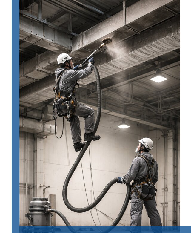 Обеспыливание потолочных конструкций в Набережных Челнах промышленным альпинизмом