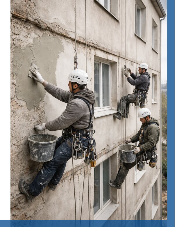 Ремонт штукатурного фасада в Набережных Челнах от 762 р. под ключ | ВЫСОТНИК-Нбр