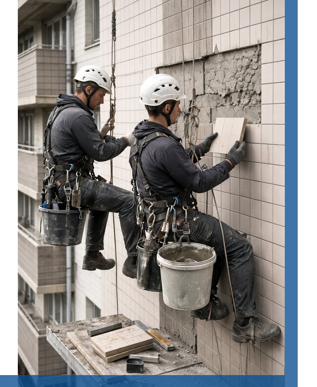 Ремонт облицовки фасада плиткой в Набережных Челнах от 1828 р. | ВЫСОТНИК-Нбр