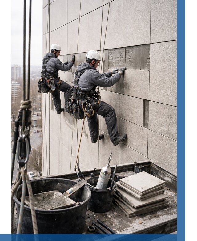 Ремонт фасада из керамогранита в Набережных Челнах от 2540 р. | ВЫСОТНИК-Нбр