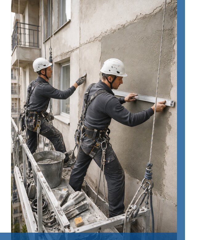 Штукатурка фасада на высоте в Набережных Челнах от 914 р. | ВЫСОТНИК-Нбр