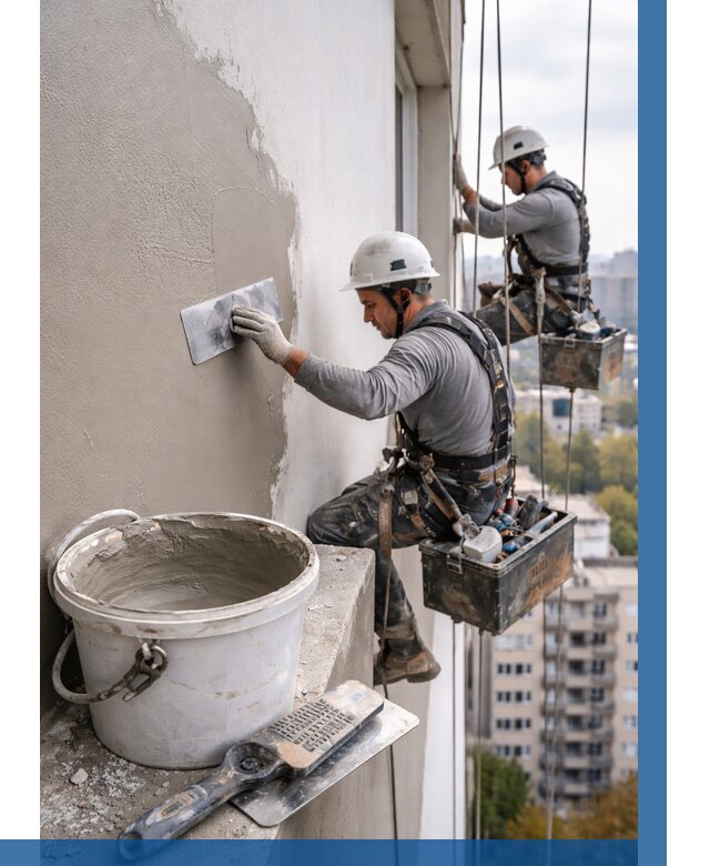 Шпаклевка фасада на высоте в Набережных Челнах от 711 р. | ВЫСОТНИК-Нбр