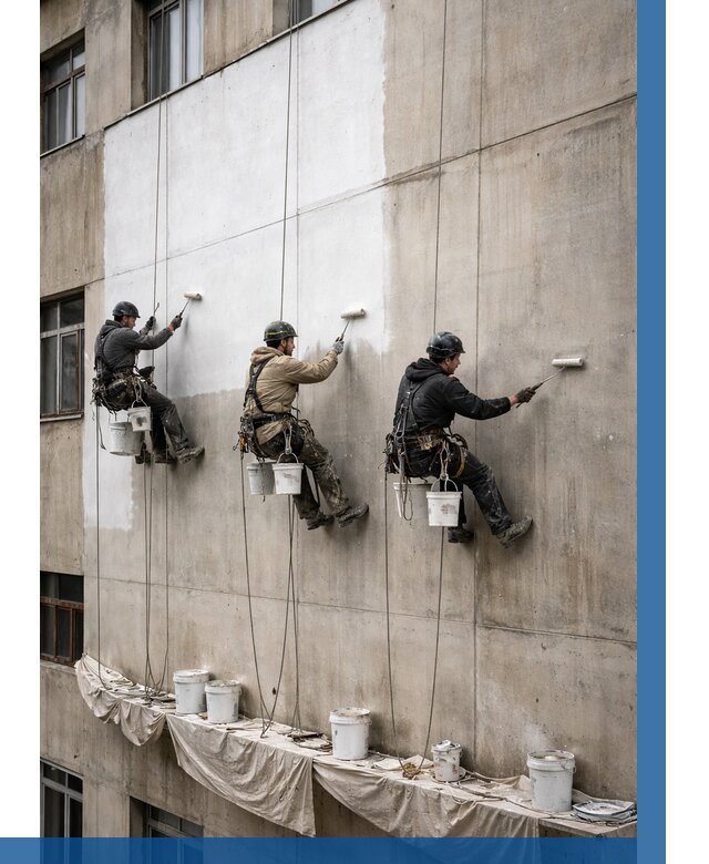 Покраска бетонного фасада в Набережных Челнах от 356 р за м2 | ВЫСОТНИК-Нбр