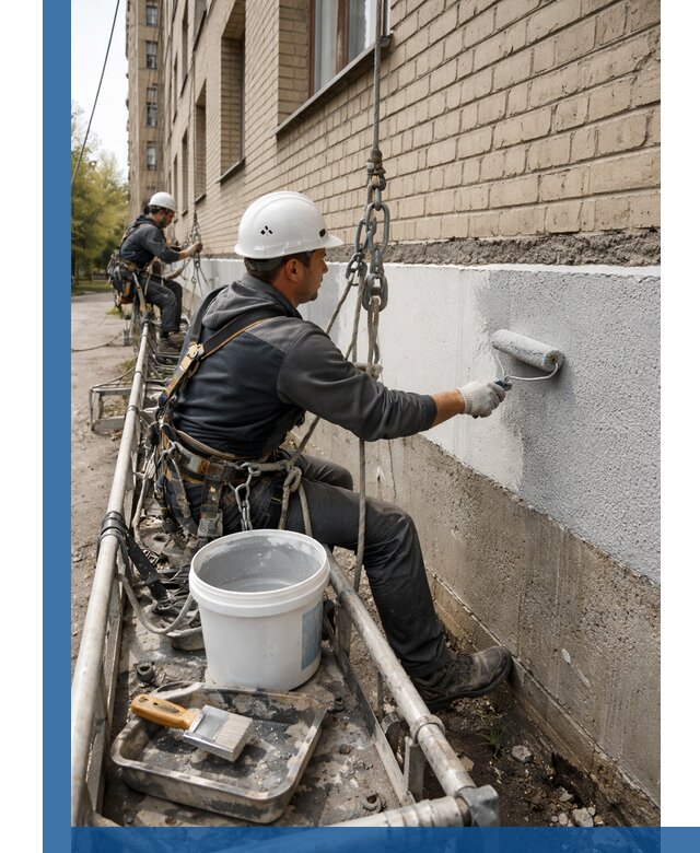 Окраска цоколя здания в Набережных Челнах профессионально и надежно