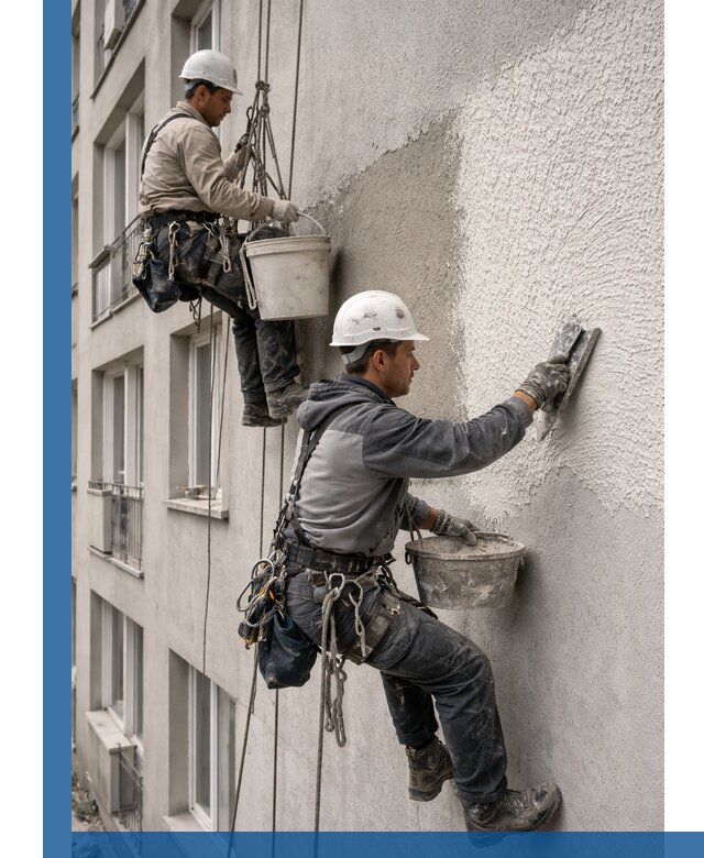 Нанесение декоративной штукатурки короед на фасад в Набережных Челнах