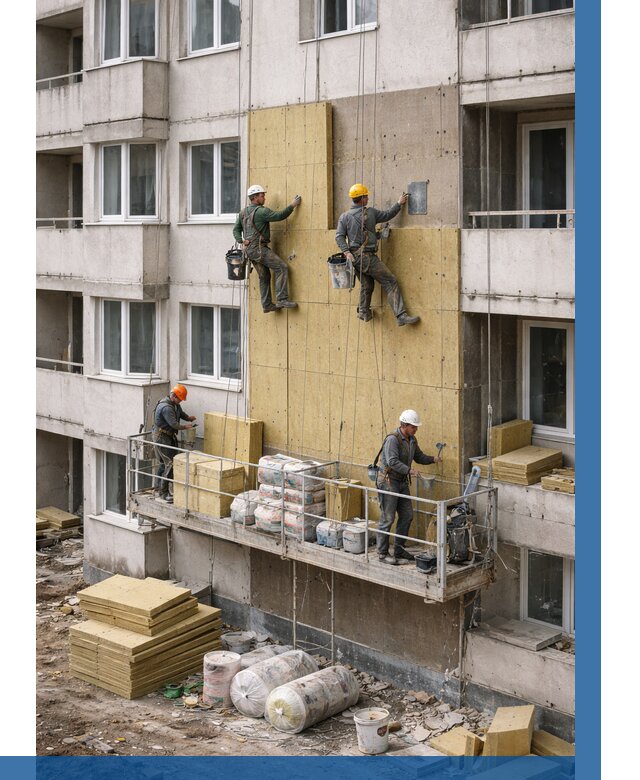 Утепление фасада минватой в Набережных Челнах от 1524 р. | ВЫСОТНИК-Нбр