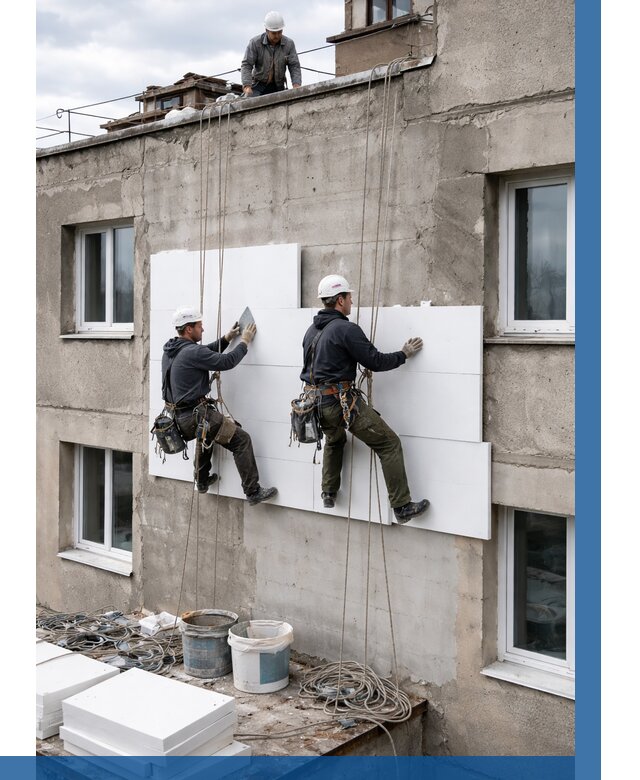 Утепление фасада пенополистиролом в Набережных Челнах от 1828 р. | ВЫСОТНИК-Нбр