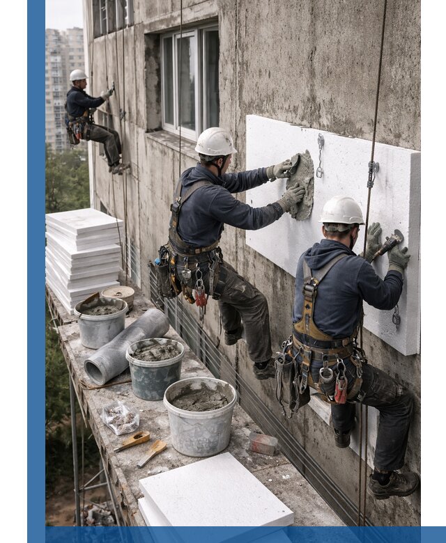 Утепление фасада пенополистиролом в Набережных Челнах под ключ