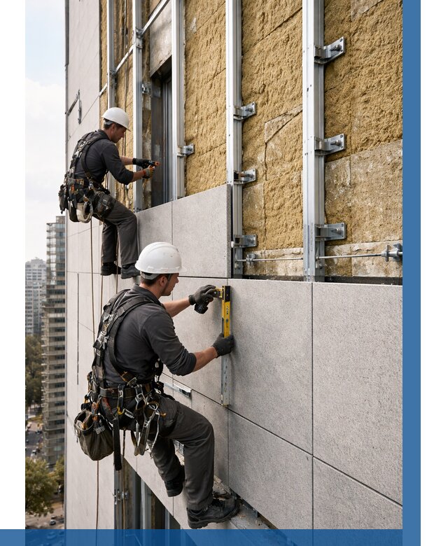 Монтаж вентилируемого фасада в Набережных Челнах от 3555 р. | ВЫСОТНИК-Нбр