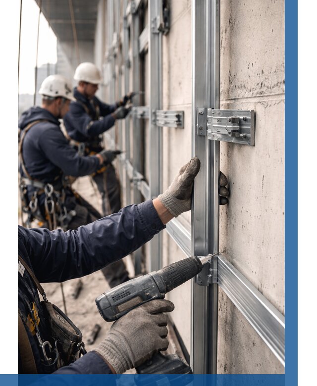 Монтаж подсистемы вентфасада в Набережных Челнах от 863 р. | ВЫСОТНИК-Нбр