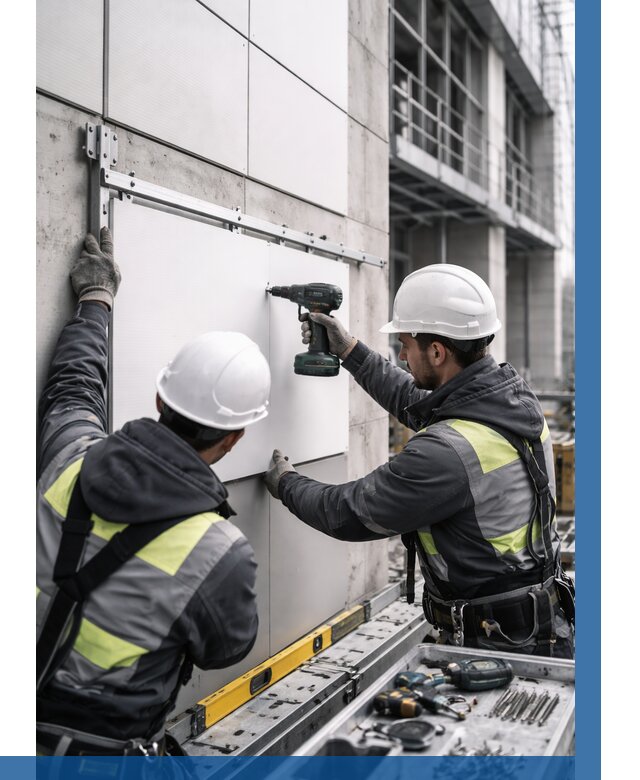 Монтаж композитных панелей фасада в Набережных Челнах от 2540 р. | ВЫСОТНИК-Нбр