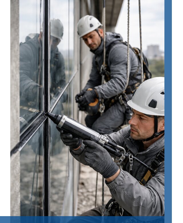 Герметизация витражных швов в Набережных Челнах от 660 р. | ВЫСОТНИК-Нбр