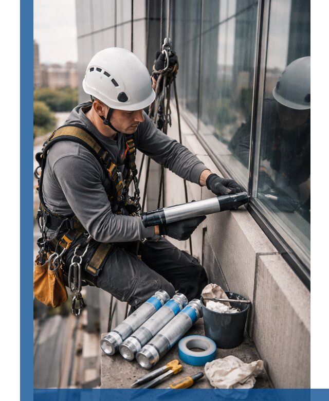 Герметизация стыков витража в Набережных Челнах для герметичных фасадов