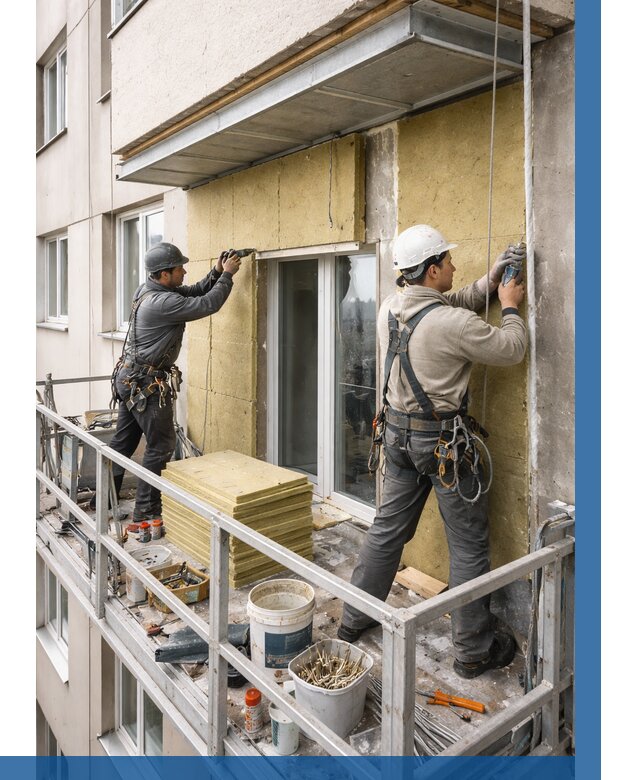 Утепление балкона снаружи в Набережных Челнах от 1625 р. под ключ ВЫСОТНИК-Нбр