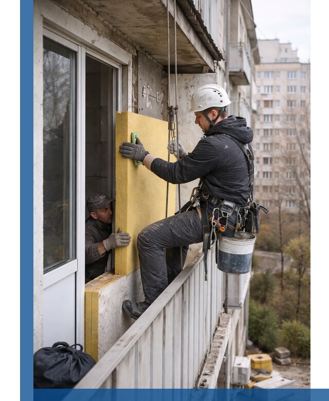 Профессиональное утепление балкона снаружи в Набережных Челнах под ключ