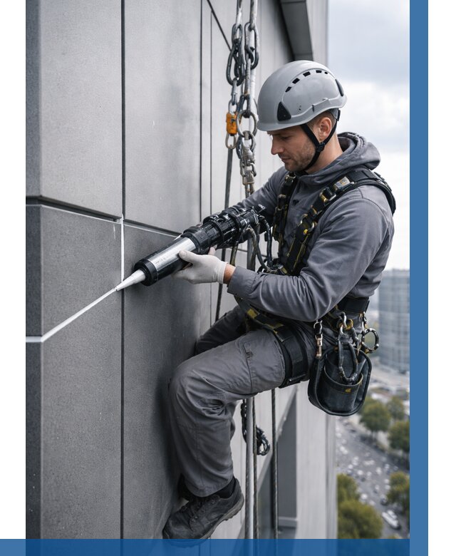 Герметизация стыков фасадных панелей в Набережных Челнах от 6603 р.| ВЫСОТНИК-Нбр