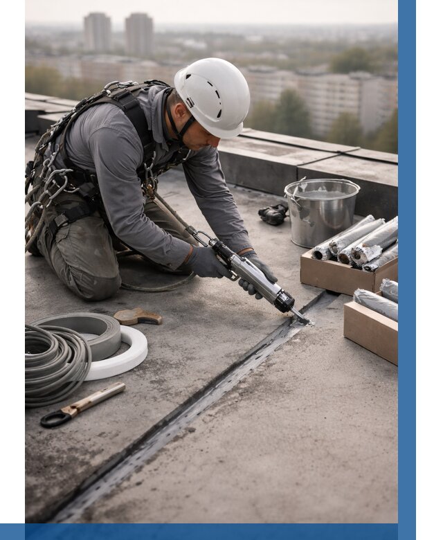 Герметизация швов кровли в Набережных Челнах от 457 р./м2 | ВЫСОТНИК-Нбр