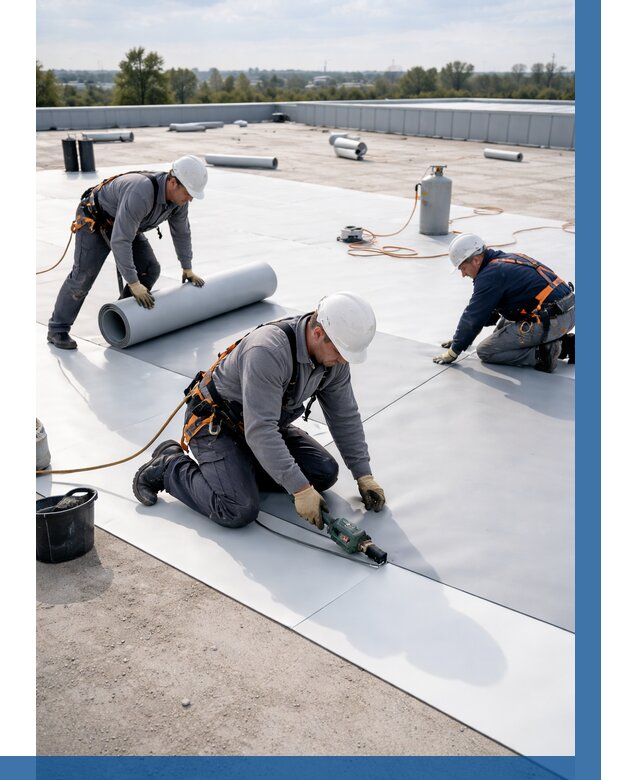 Монтаж мембранной кровли под ключ в Набережных Челнах от 1219 р. | ВЫСОТНИК-Нбр