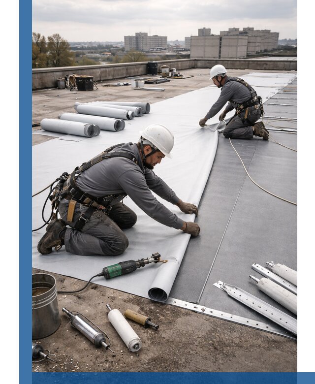 Монтаж мембранной кровли в Набережных Челнах для промышленных зданий