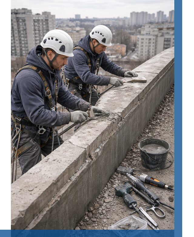 Ремонт парапета на кровле в Набережных Челнах от 1524 р. | ВЫСОТНИК-Нбр