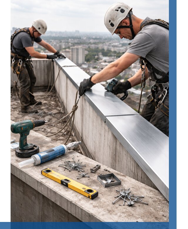 Монтаж парапетных крышек в Набережных Челнах от 813 р. | ВЫСОТНИК-Нбр