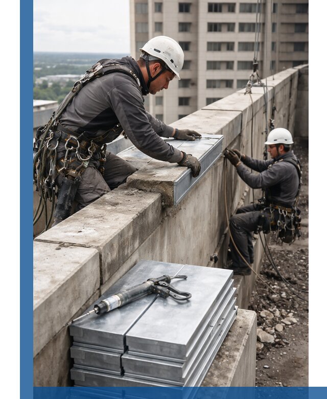 Замена парапетных крышек и установка новых в Набережных Челнах