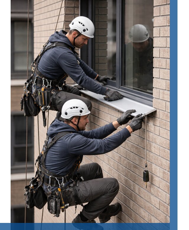 Монтаж оконных отливов под ключ в Набережных Челнах от 3555 р. | ВЫСОТНИК-Нбр