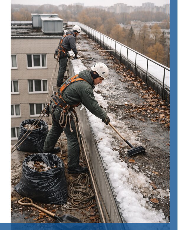 Очистка кровли по периметру в Набережных Челнах от 559 р. | ВЫСОТНИК-Нбр