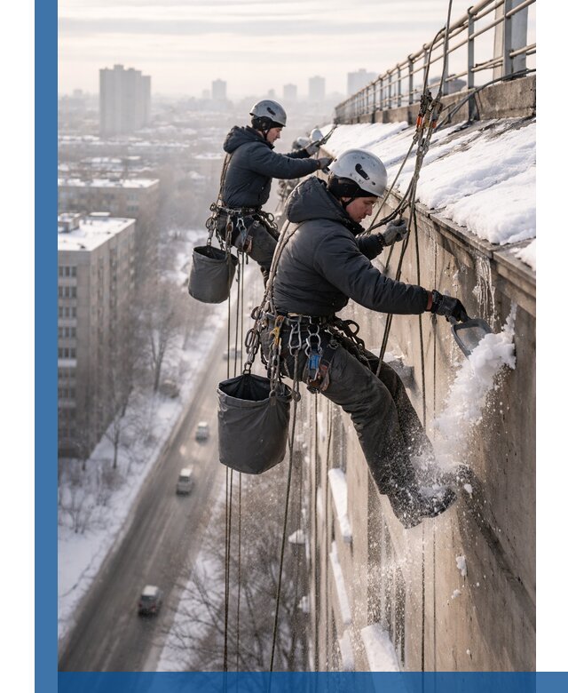 Очистка карнизов от снега в Набережных Челнах профессионально и безопасно