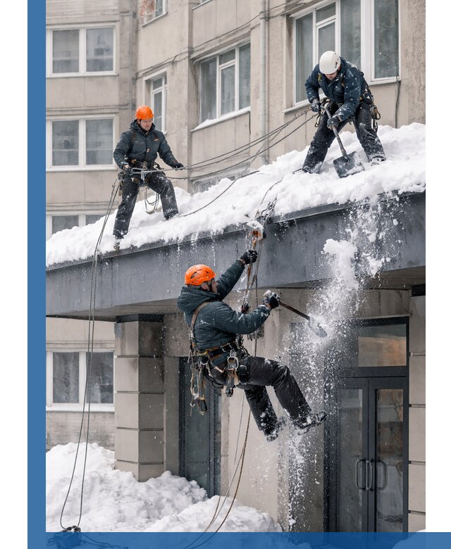 Безопасная очистка навесов от снега в Набережных Челнах круглогодично