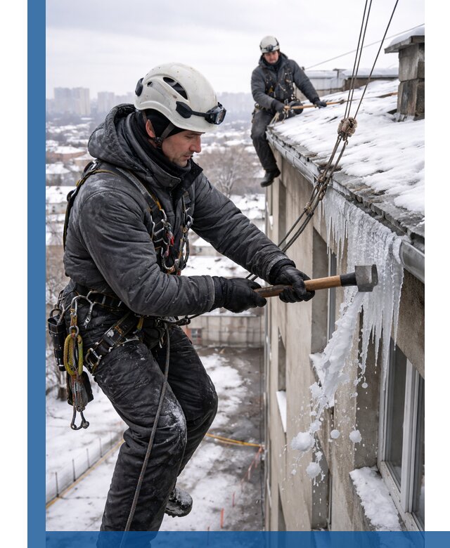 Сбивание и удаление сосулек с крыши в Набережных Челнах безопасно