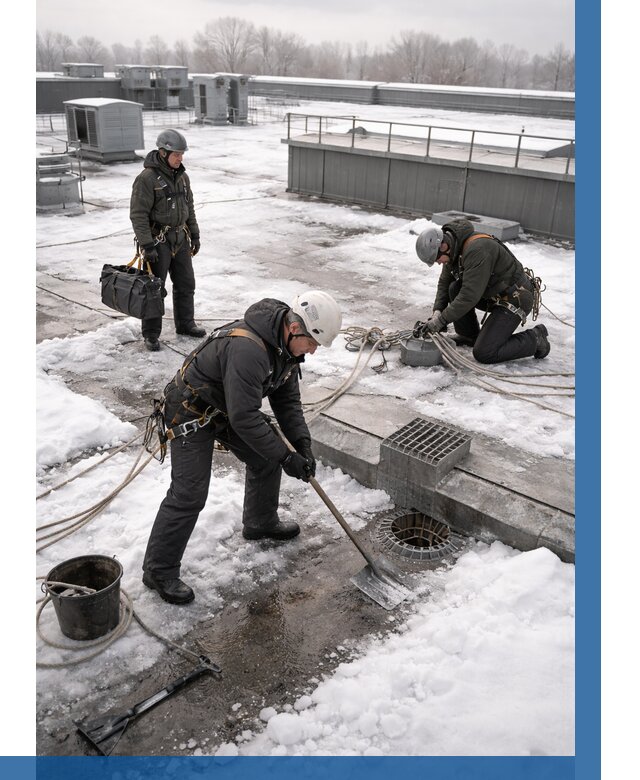 Абонентское обслуживание кровли зимой в Набережных Челнах от 8126 р. | ВЫСОТНИК-Нбр