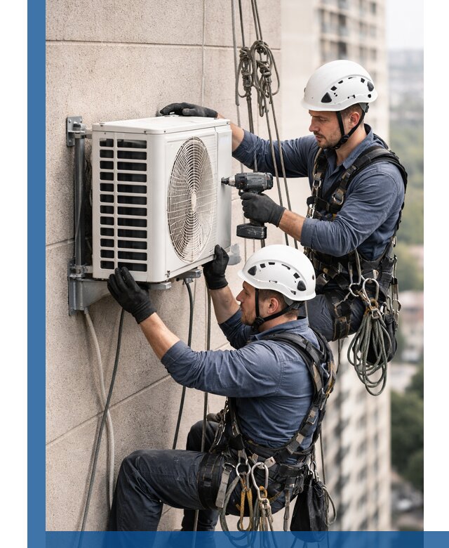 Монтаж внешнего блока кондиционера в Набережных Челнах установка и крепление