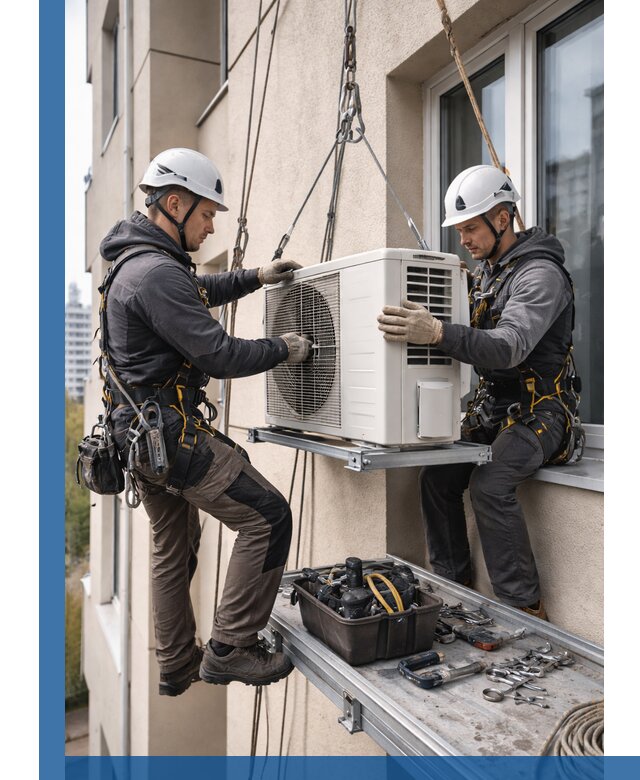 Перенос внешнего блока кондиционера в Набережных Челнах с монтажом и крепежом