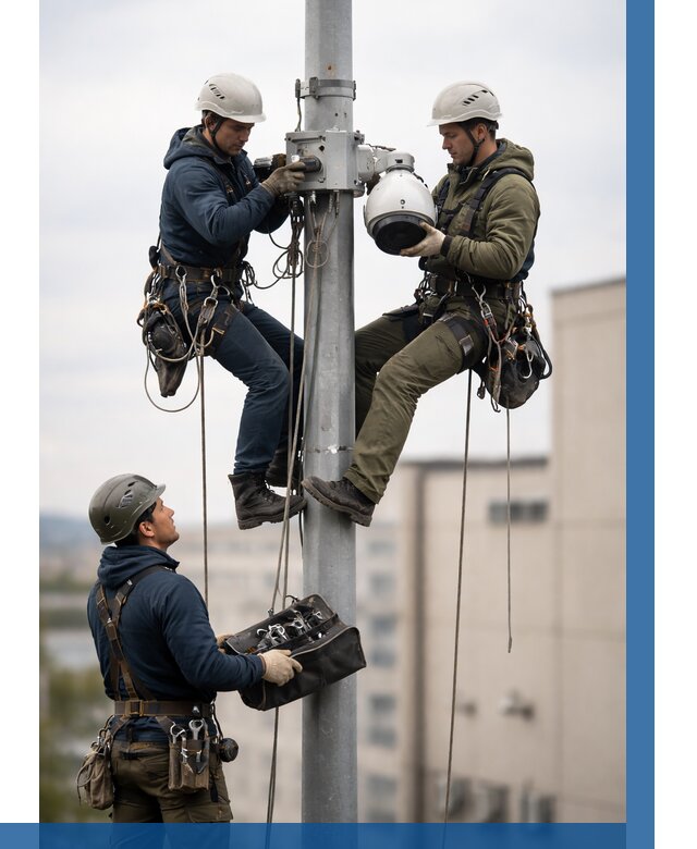 Установка видеокамер на мачте в Набережных Челнах от 8634 р. | ВЫСОТНИК-Нбр