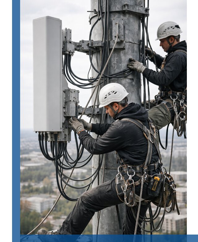 Монтаж оборудования связи на мачте в Набережных Челнах с пусконаладкой