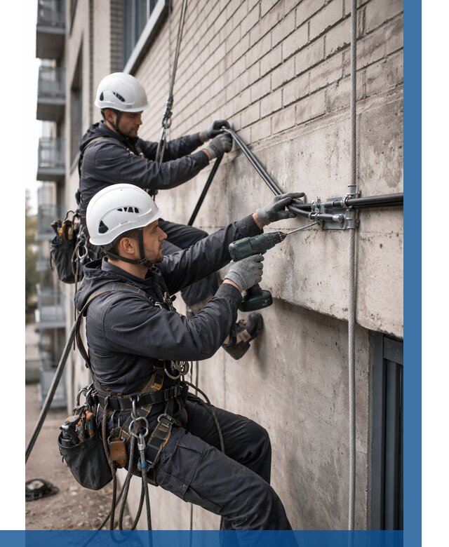 Крепление кабеля на фасаде в Набережных Челнах от 356 р. | ВЫСОТНИК-Нбр