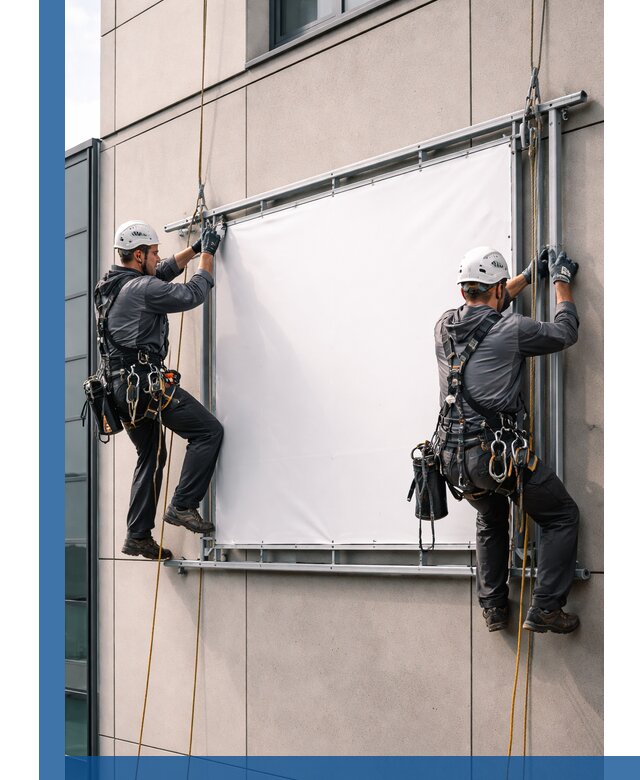 Монтаж наружной рекламной вывески в Набережных Челнах под ключ