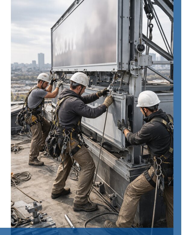 Монтаж крышной рекламной конструкции в Набережных Челнах от 60948 р.|ВЫСОТНИК-Нбр