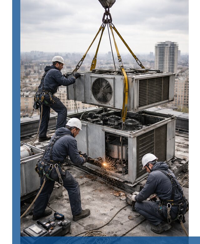 Демонтаж крышной установки в Набережных Челнах любой сложности