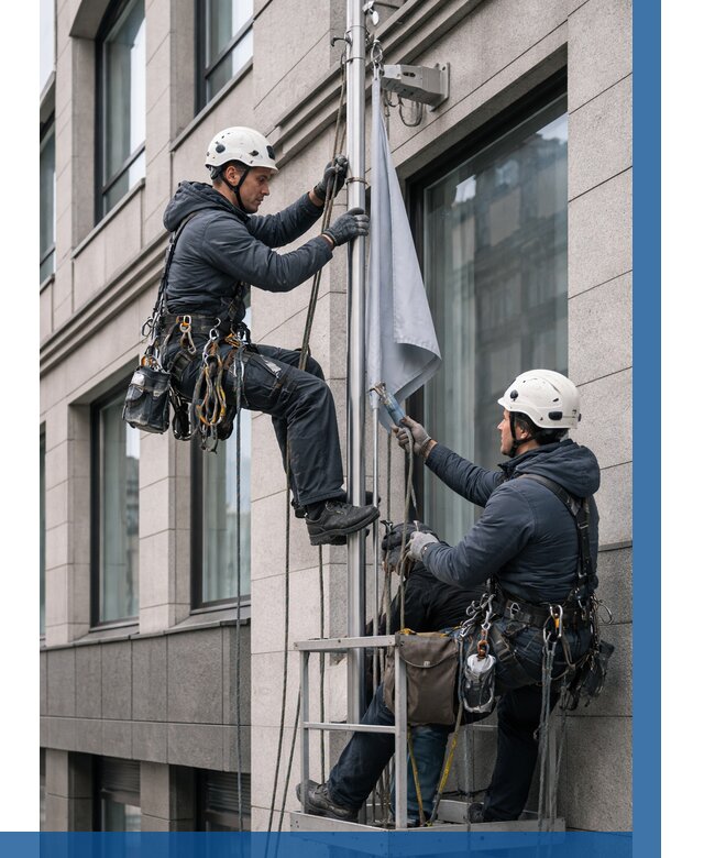 Установка флагов на фасаде в Набережных Челнах от 4571 р. | ВЫСОТНИК-Нбр