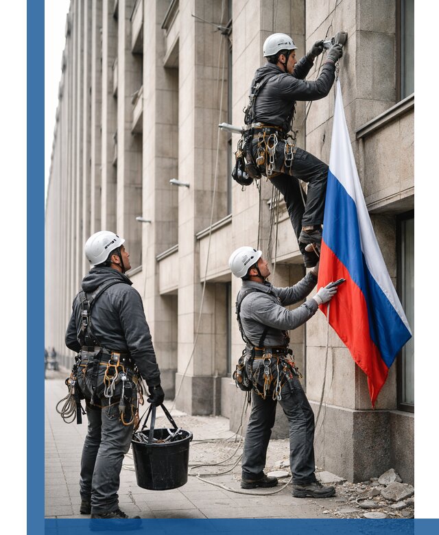 Профессиональная установка флагов на фасаде в Набережных Челнах