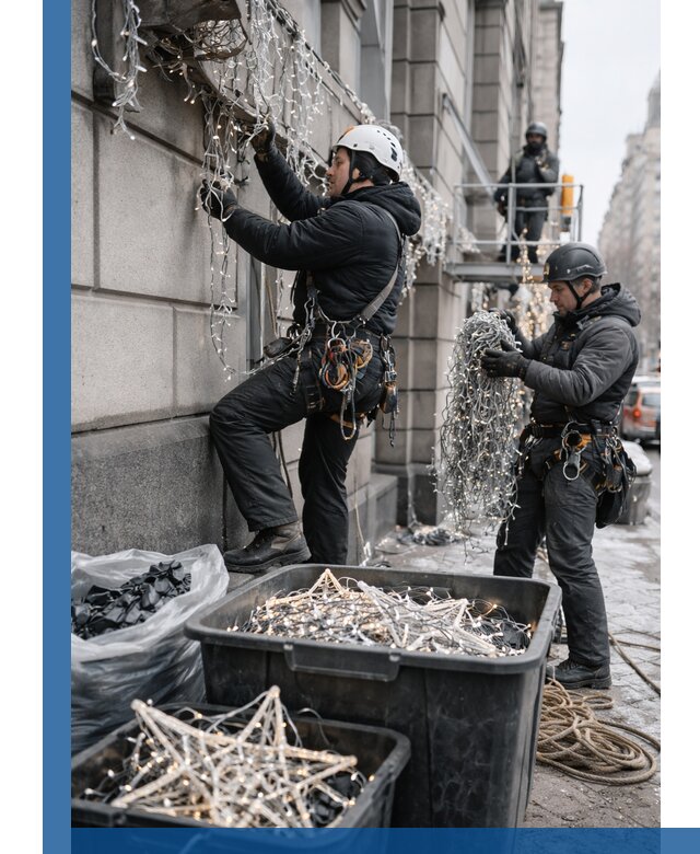 Демонтаж новогоднего оформления и гирлянд в Набережных Челнах