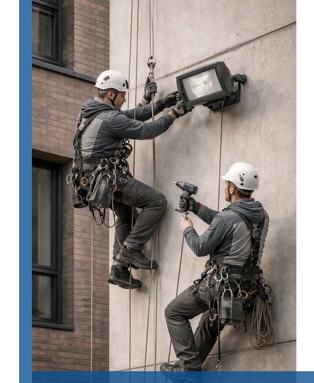 Профессиональный монтаж фасадных прожекторов в Набережных Челнах под ключ