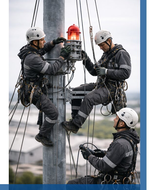 Монтаж заградительных огней в Набережных Челнах от 8634 р. | ВЫСОТНИК-Нбр