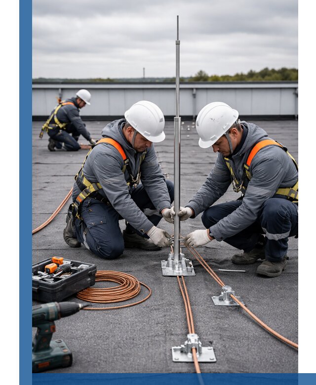 Монтаж молниезащиты на кровле в Набережных Челнах под ключ с гарантией