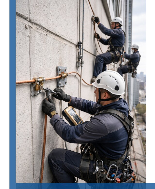 Монтаж системы заземления здания и молниезащиты в Набережных Челнах